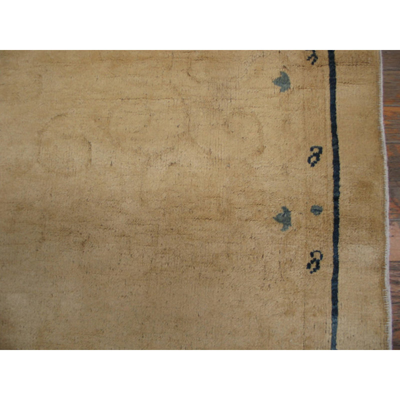 Antique 1930s Hand Knotted Pile Ivory Beige Cream White Chinese Art Deco Rug