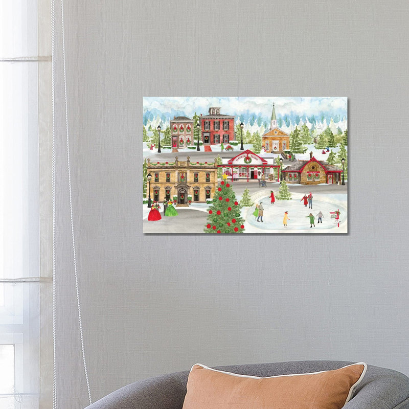Christmas Village Landscape by Tara Reed - Wrapped Canvas Painting, 101.6 cm H x 66.04 cm W x 3.175 cm D