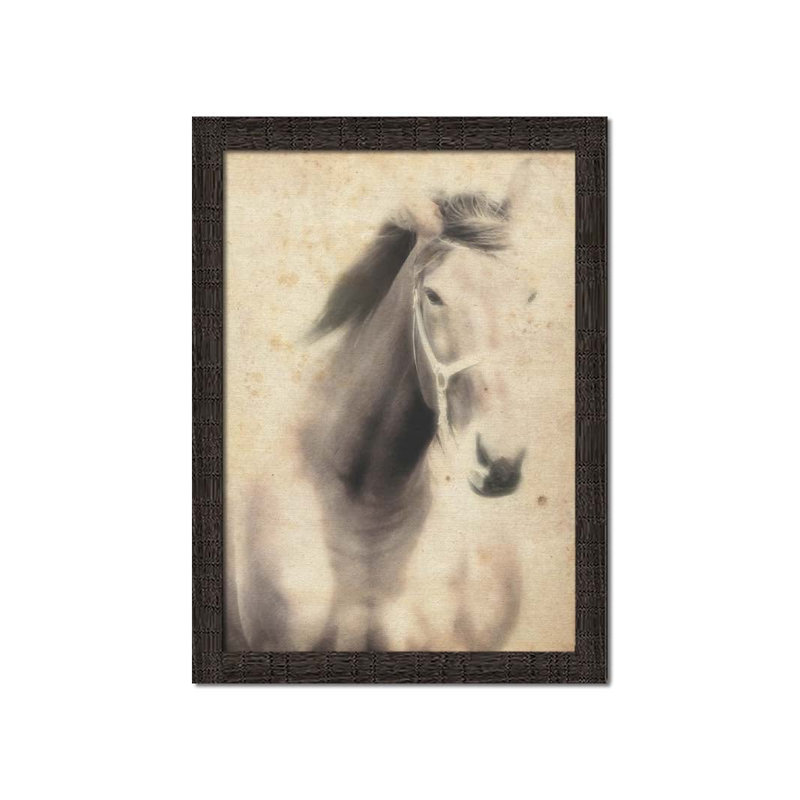 Cheval étalon par Hal Halli. Impression sur papier - Montée et encadrée, H 40 po x l 52 po