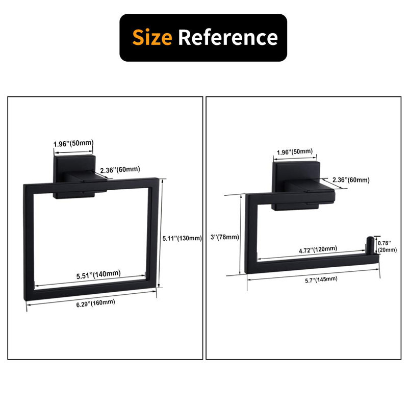 2 - Piece Bathroom Hardware Set, Matte Black