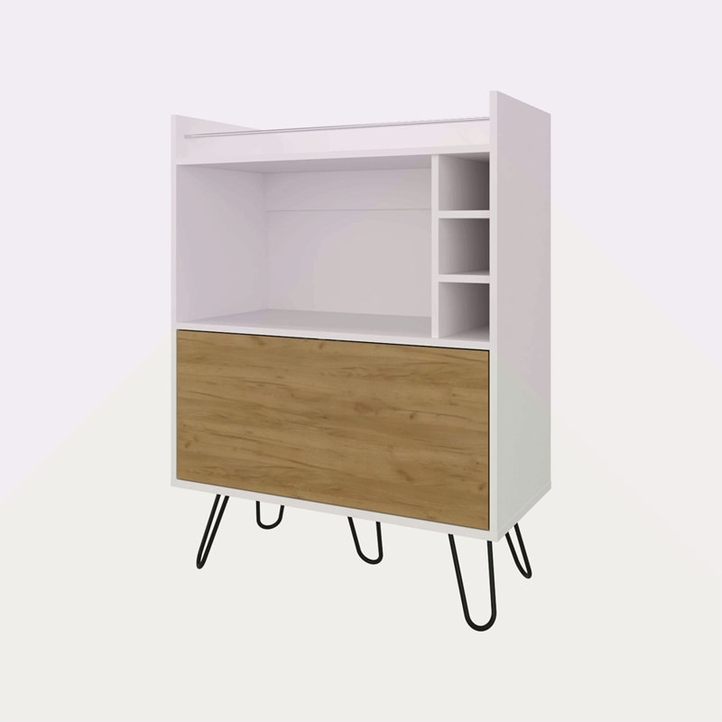 Wine Storage Bar Cabinet With Drop-Down Door And Wine Storage