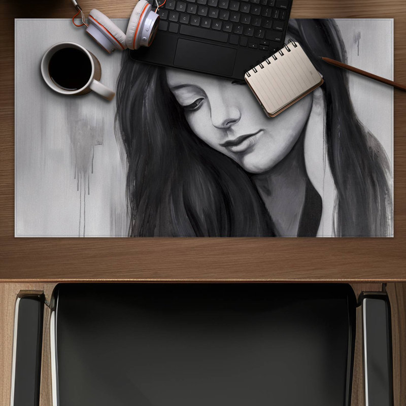 Realistic woman portrait - 14.00"x24.25" Desk mat