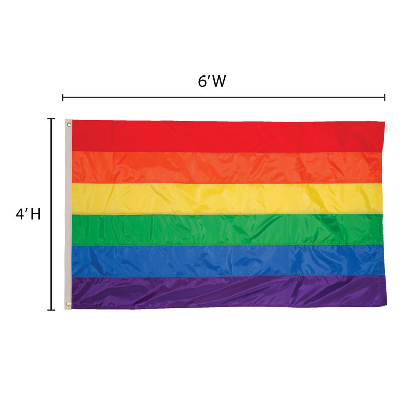 Drapeau arc-en-ciel à œillets, H 48 po x l 50 po