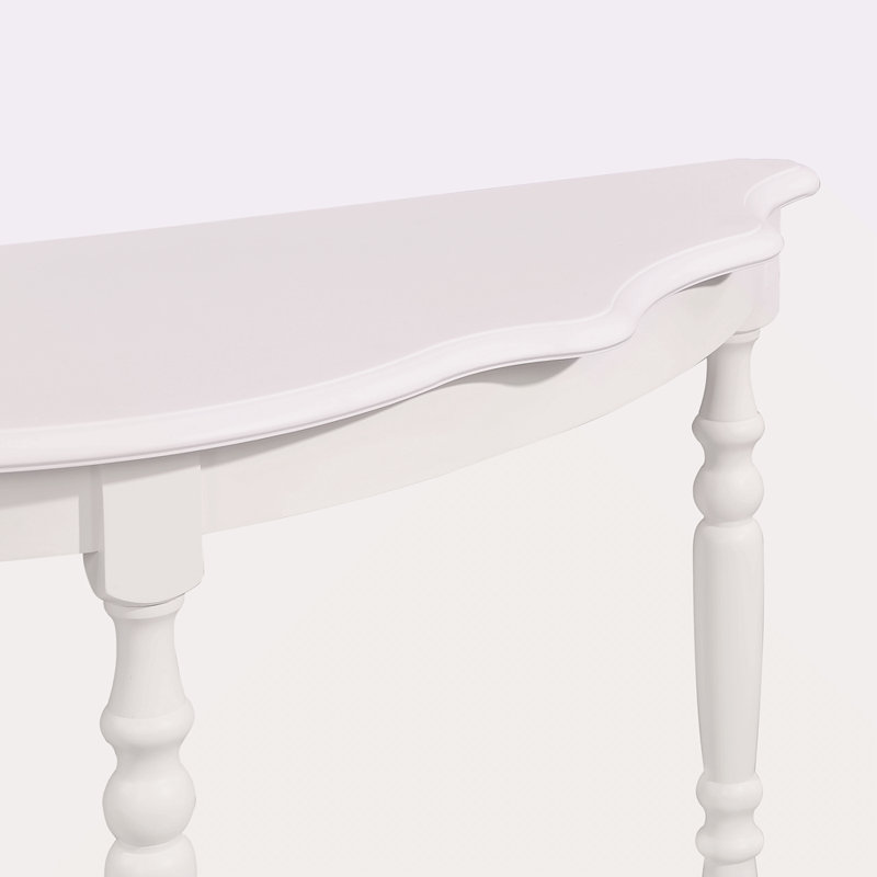 42'' Retro Circular Curved Half-Moon Console Table With Cloud Design Top And Open Shelf Solid Wood Frame And Legs