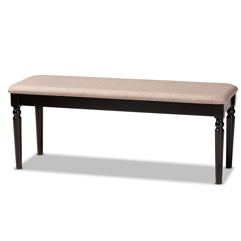 Polyester Blend Upholstered Bench, Dark Brown, Sand