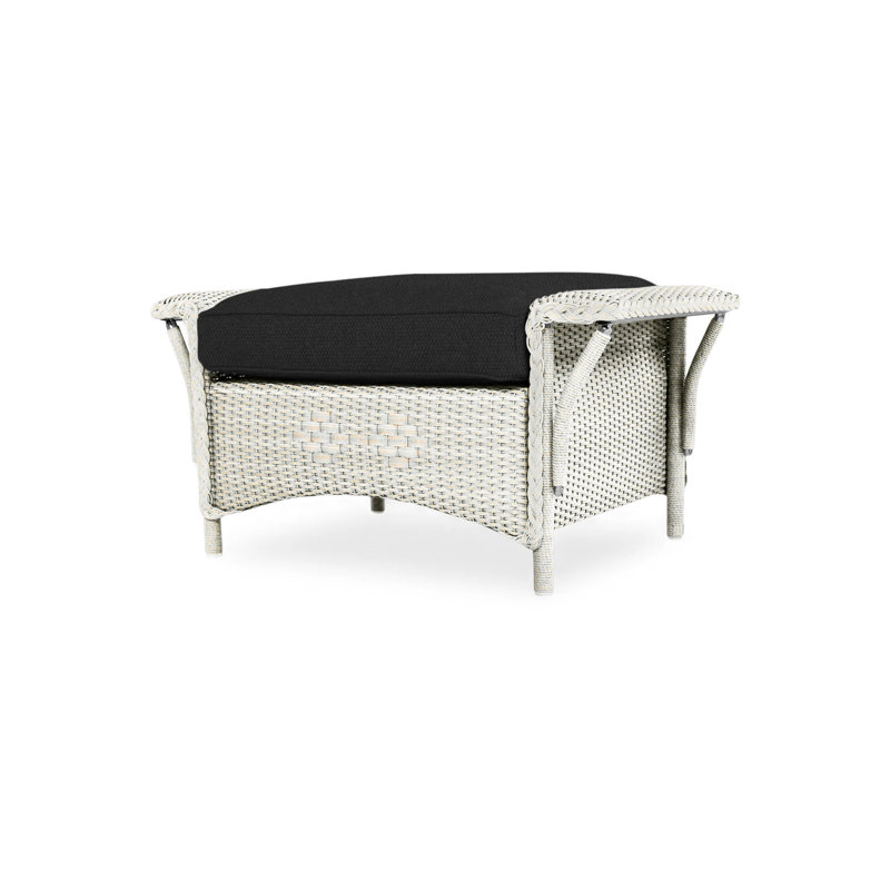 Nantucket Outdoor Ottoman, Canvas Black Sunbrella® Canvas, White
