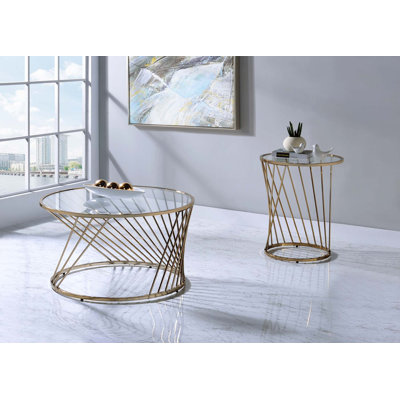 Charmante table basse ronde à plateau en verre avec base en métal moderne pour un style de vie élégant