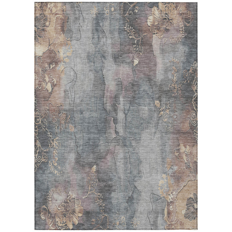 Machine Washable Indoor/Outdoor Chantille Gray Rug, Rectangle 8' x 10'