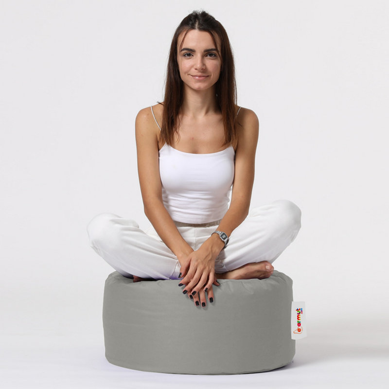 Stylish Garden Pouffe, Fume Color, 21.7 in Diameter x 11.8 in Height | 100% Waterproof Polyester Fabric, Hidden Zipper System | Maximum Weight Capacity: 440 lbs | Ideal for Modern Outdoor Spaces & Entertainment