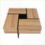 Table basse extensible brune à 4 voies avec 4 rangements cachés, panneau de particules robuste pour le salon-1333046493