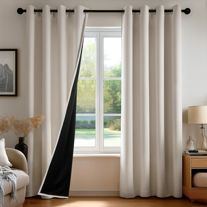 Linen-Look Total Blackout Curtains (Set of 2), Khaki, 52" W x 108" L