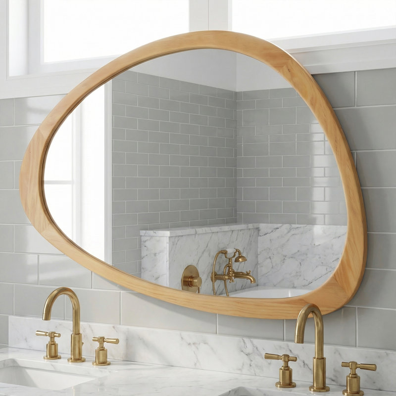 Miroir décoratif en bois massif, 30 po x 20 po, Chêne