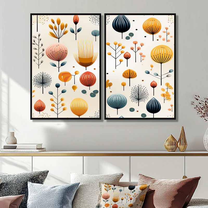 Haddad - Impressions sur toile Midcentury Large, Black, 36" H x 48" W, Impression encadrée flottante