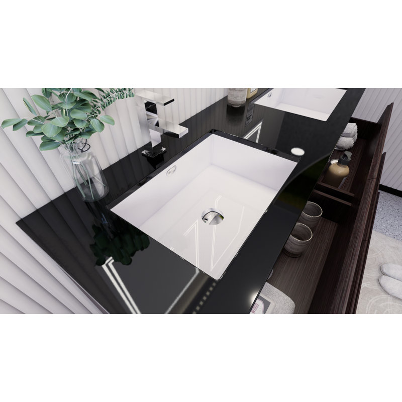 Santrice 59'' Double Bathroom Vanity with Acrylic Top, Dark Gray Oak
