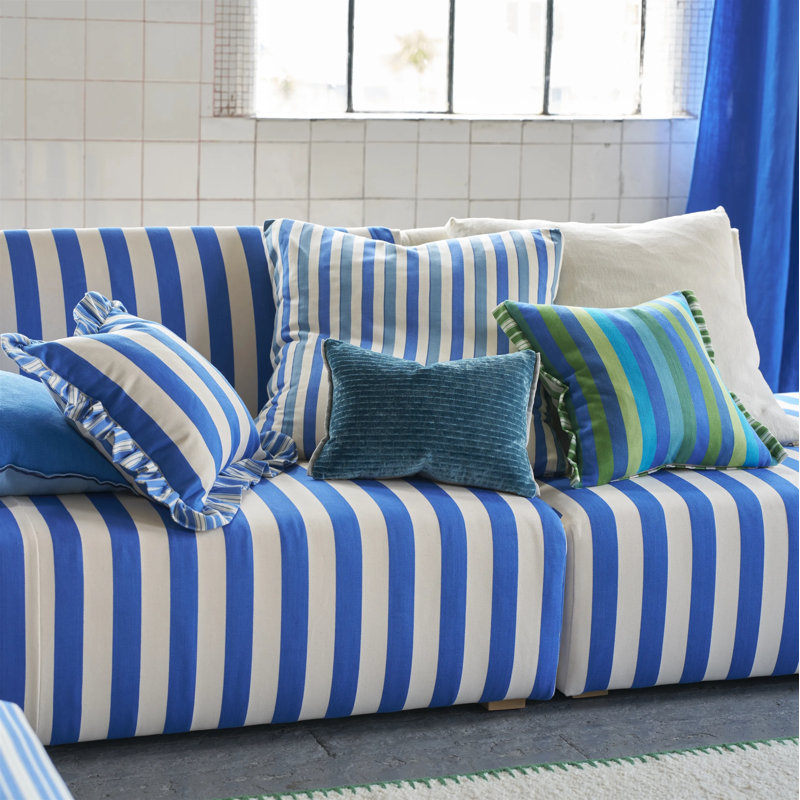 Cork Street Decorative Pillow, Cobalt Striped
