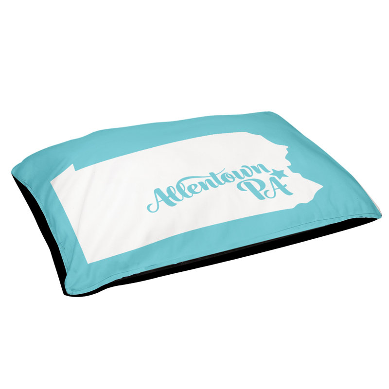 Coussin stylisé allentown de pennsylvanie, Petit (L 18 po x l 28 po), Bleu sarcelle