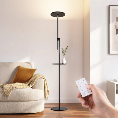 71'' LED Torchiere with Tray Table - Height Adjustable Floor Lamp, Dimmable Touch Control