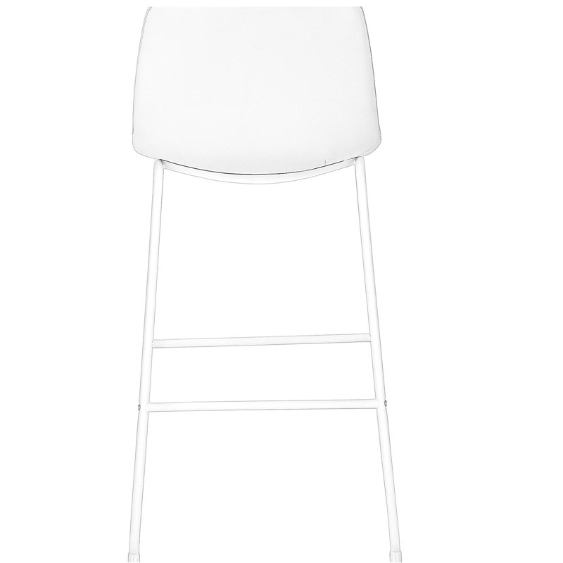 Chaise de bureau, hauteur du tabouret de bar, debout, bureau d'ordinateur, travail, aspect cuir blanc, métal blanc, moderne, moderne