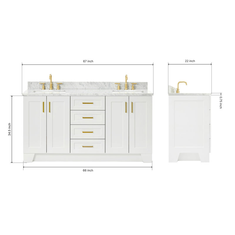 ARIEL TAYLOR 73 IN DOUBLE RECTANGLE SINK VANITY 2, Oval, Midnight Blue, 67"