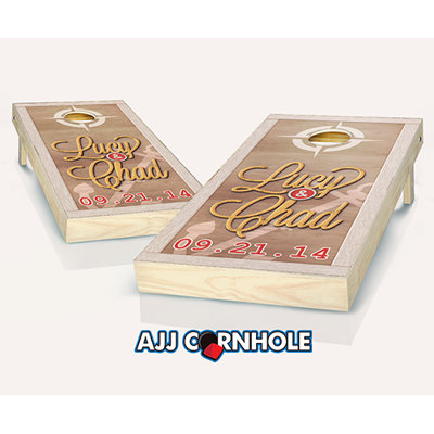2' x 4' Nautical Wedding Knot Personalized Solid Wood Cornhole Set with Bags