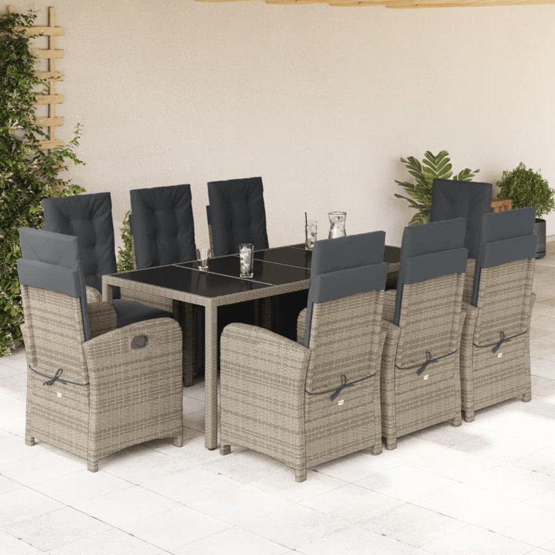 8 - Person Patio Dining Set with Rectangular Table , Cushions Included