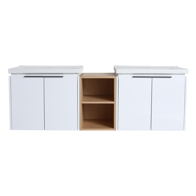 Ensemble de meuble-lavabo double mural 60 po Dilek