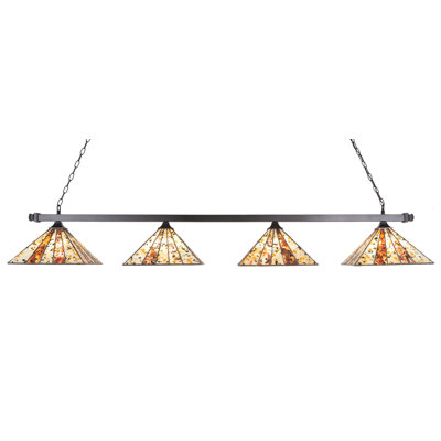 Barre carrée 4 lumières au fini noir mat avec verre d'art 14 po Fiesta