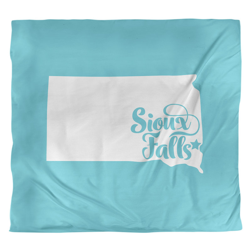 Housse de couette réversible Sioux Falls South Dakota, Polyester brossé, Housse de couette pour grand lit, Bleu sarcelle