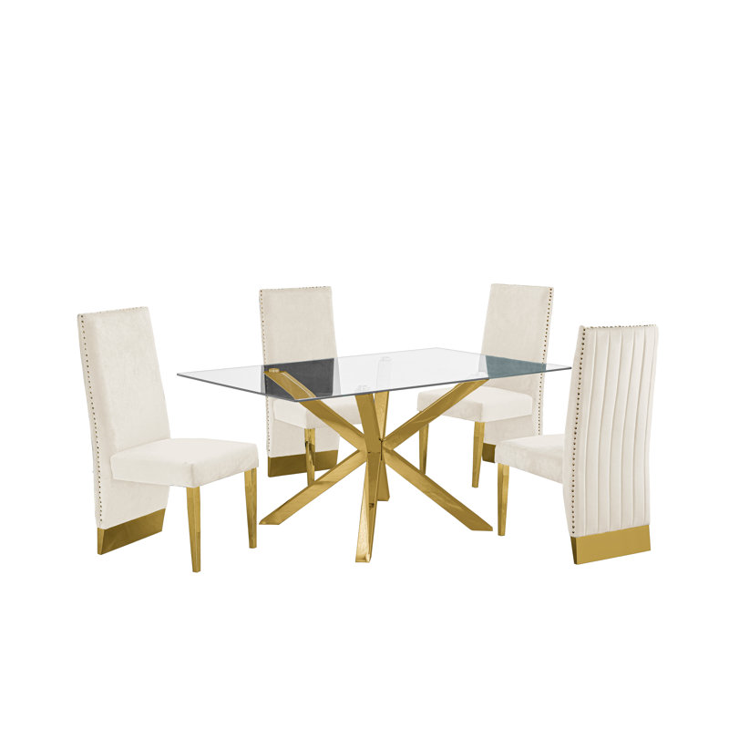 Ensemble repas pour 4 personnes Alayziah, Crème