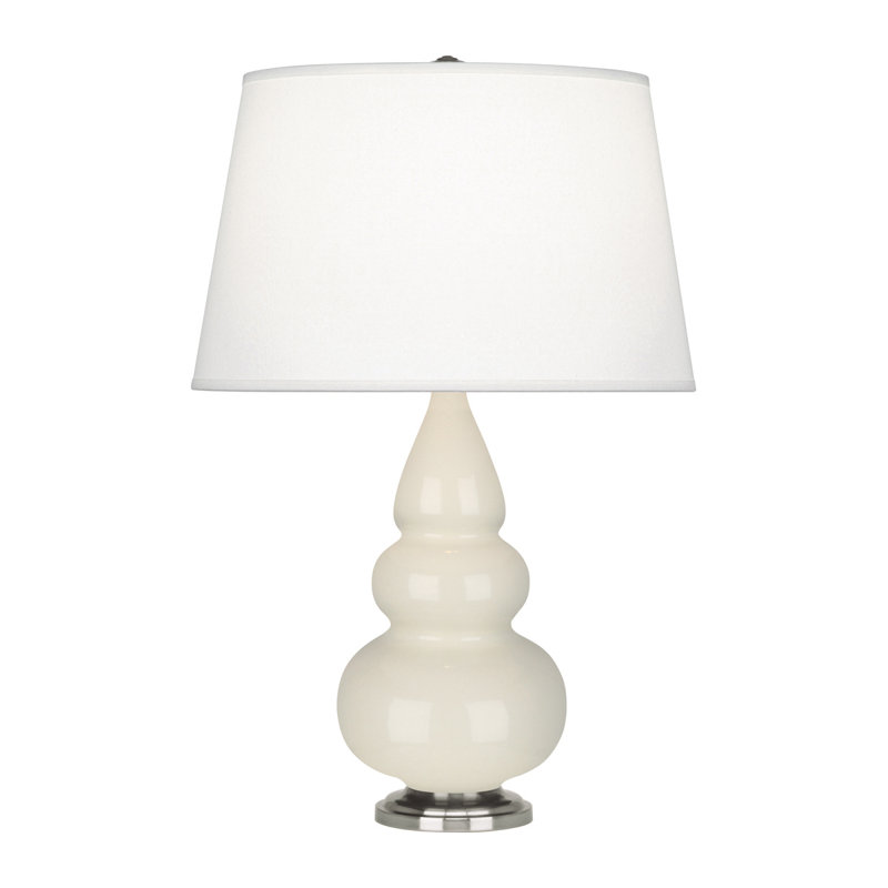 Small Triple Gourd Table Lamp, Bone and Antique Silver Base