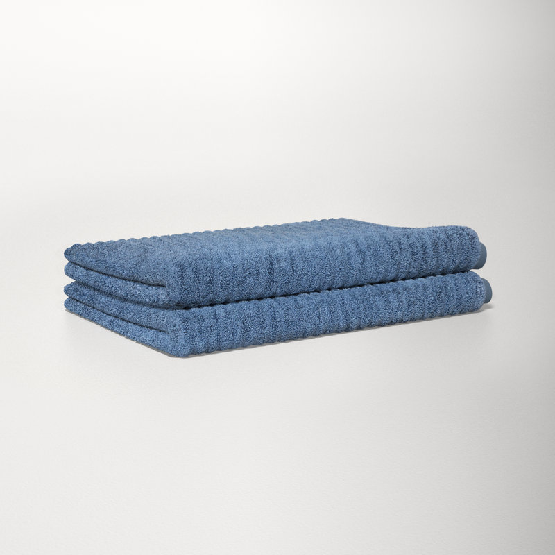 100% Cotton Plush Ribbed Bath Sheet, Slate Blue