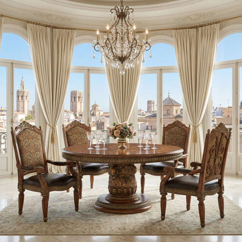 Villa Valencia Round Solid Wood Dining Table