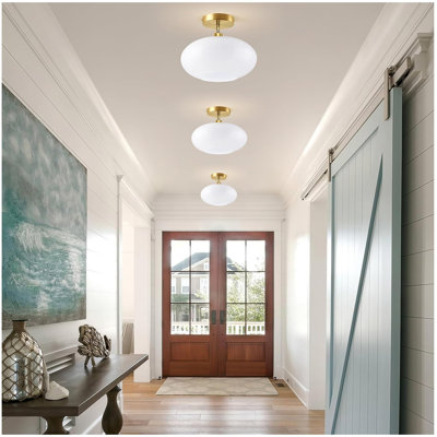 Semi Flush Mount Ceiling Light Fixture,Milk Glass Light Fixture,Gold Light Fixture,Mid Century Modern Light Fixture,Kitchen Ceiling Light Fixtures,Schoolhouse Sloped Light Fixture Bedroom Hallway