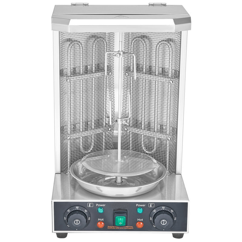 Machine à shawarma, capacité de 6 kg, cuiseur à shawarma de poulet avec 2 brûleurs, four électrique vertical de 50 °C à 300 °C, rôtissoire, gyro et machine à kebab pour usage domestique/commercial