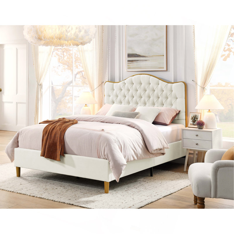 Structure de lit Luxelegance, Beige