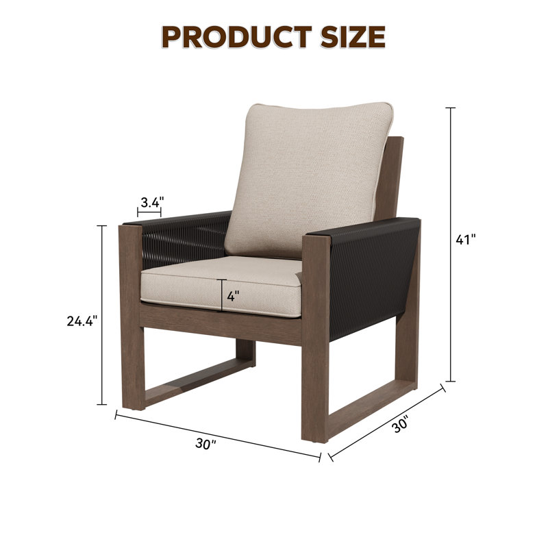 Ensemble de conversation en bois pour 2 personnes avec coussins, Beige