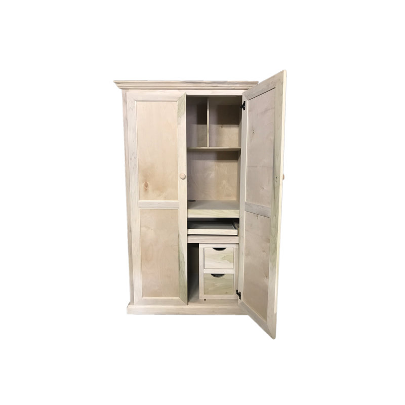 Bureau armoire en bois massif Breeda, Brut