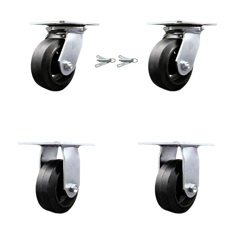 4 Piece Rubber on Steel Caster Set