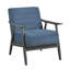 Fauteuil d'appoint décontracté bleu, structure gris foncé, coussin de dossier attaché, chaise de hauteur de 31,5 po pour le salon, base en bois massif, style transitionnel, ensemble de 20,5 po-63120461