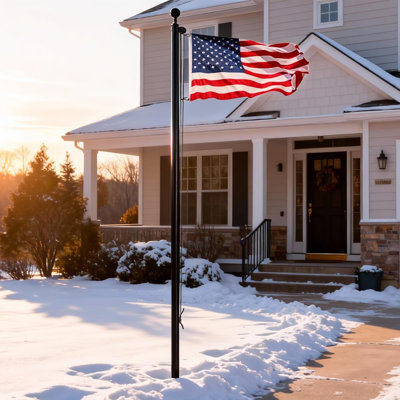 20ft Heavy Duty 304 Stainless Steel Flag Pole Kit, Hurricane Resistant Black Outdoor Flag Pole For Yard, Complete Set With American Flag