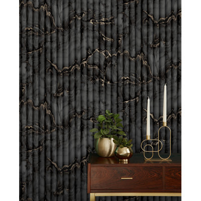 Imitation Group Fluted Marble Wallpaper