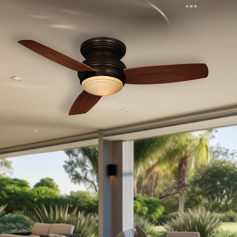 44" Concept II 3 - Blade Outdoor LED Propeller Ceiling Fan with Wall Control and Light Kit Included, Oil Rubbed Bronze