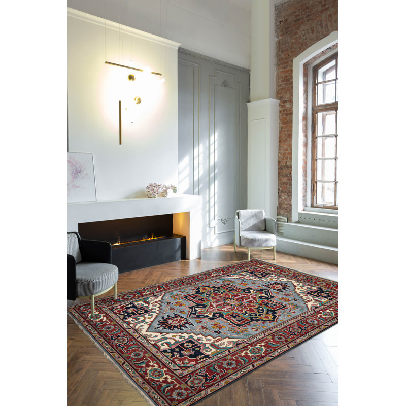 Tapis bleu Serapi Heritage Denim 8 pi 11 po x 12 pi 2 po
