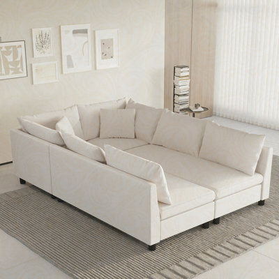 Canapé-lit modulaire modulaire, ensemble de canapé en chenille avec coussins, combinaison libre, mobilier d'intérieur de style minimaliste, canapé convertible surdimensionné à 6 places pour le salon, appartement