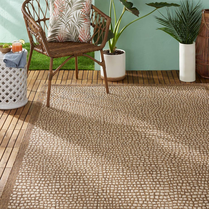 Marlin Brown and Beige Synthetic 5' x 7' Rectangular Rug