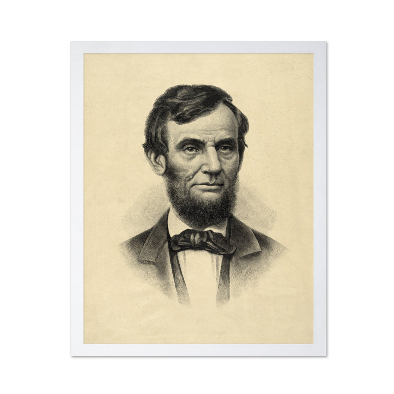 Abraham Lincoln Portrait No1, Poster, H 12 po x l 16 po, Encadrement blanc