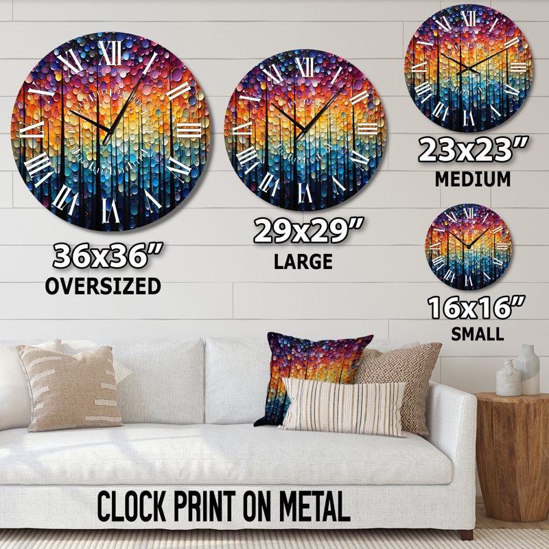 Horloge murale Hardedge Art Sublime Tree Symmetry II - Modern White Face, Surdimensionné