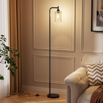Lampe sur pied industrielle moderne gris-noir - Design épuré avec ampoule DEL et interrupteur à pédale