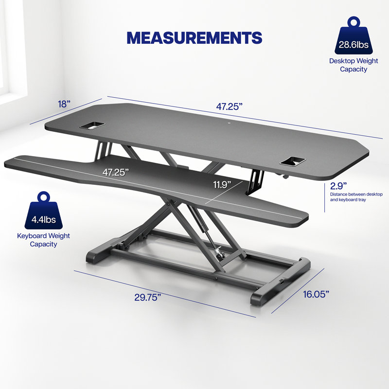 VIVO Height Adjustable Corner Desk Riser, 48" Sit-Stand Desk Converter