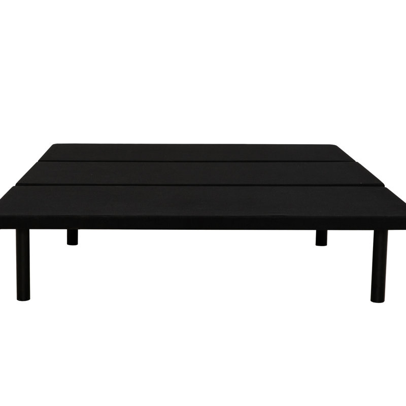 Structure de lit plateforme noire rembourrée de taille simple TG, offrant un soutien et un sommeil confortable avec revêtement, style minimaliste, rangement sous le lit